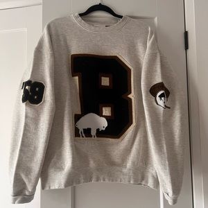 Buffalo Bills Mitchell & Ness Varsity Oversized Pullover Sweatshirt - Oatmeal